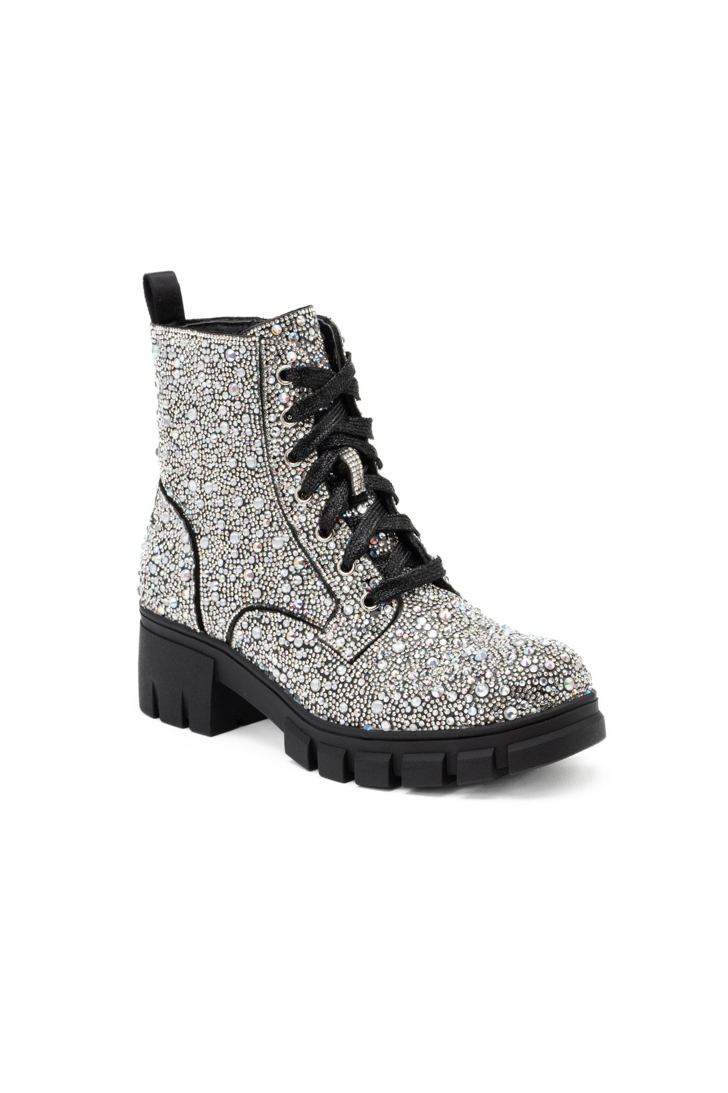 Corkys Footwear Mood Boots – Rhinestone Detail, Lace-Up Ankle Boots, Lightly Cushioned, Lug Sole