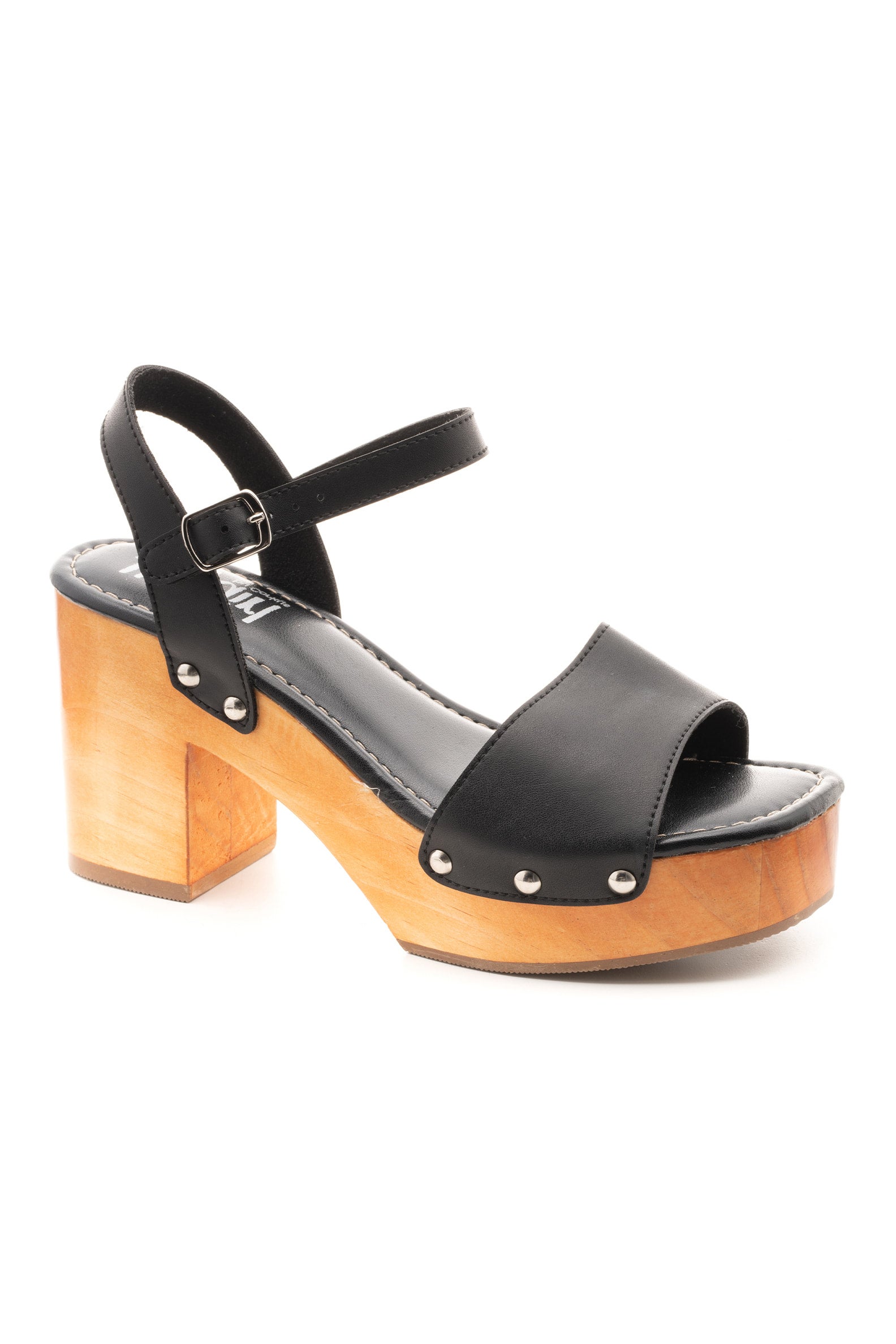 Black wooden platform sandals top