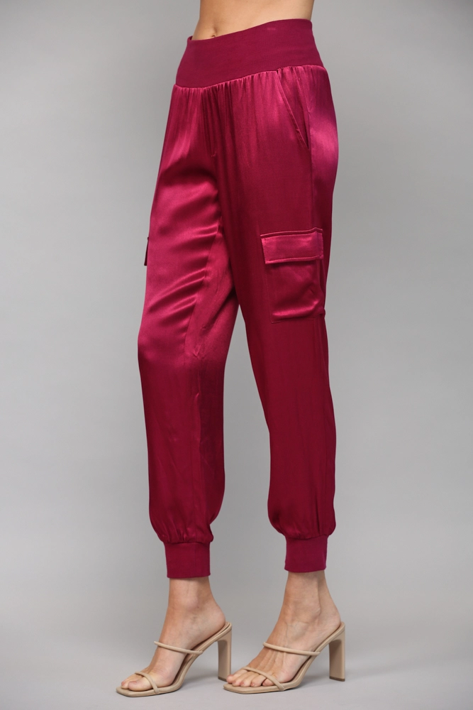 Red satin joggers new arrivals