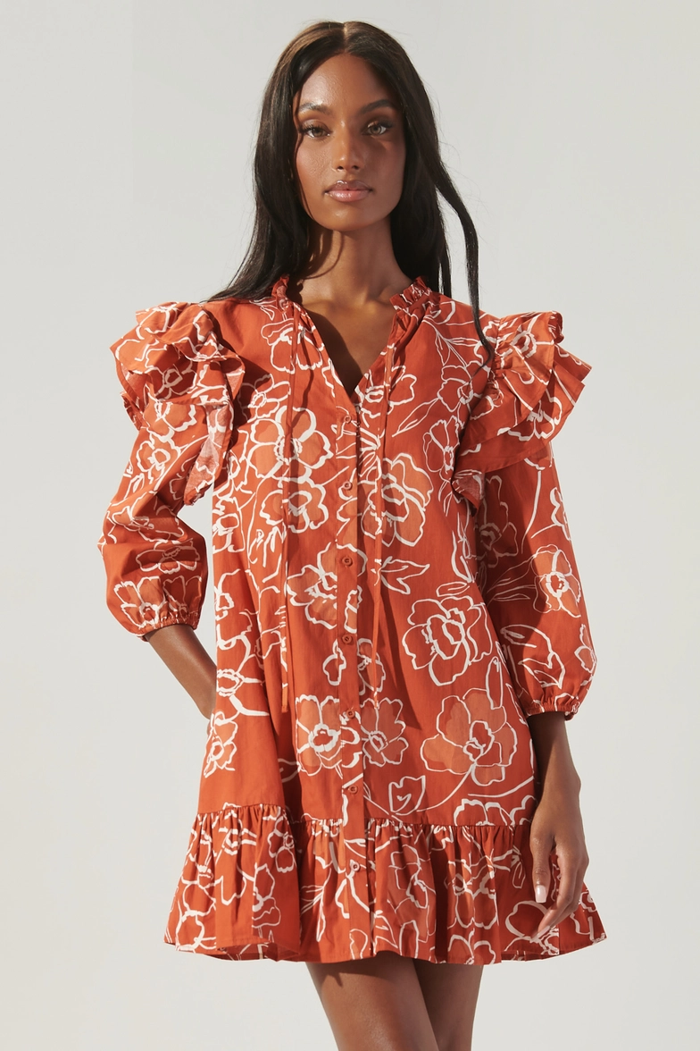 Burnt orange 2025 floral dress
