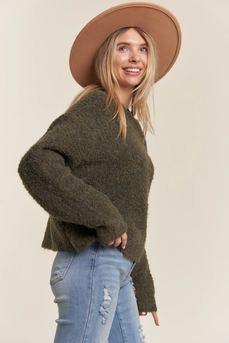 WARM N COZY OVERSIZED FUZZY SWEATER GREEN Vickie B s on Main